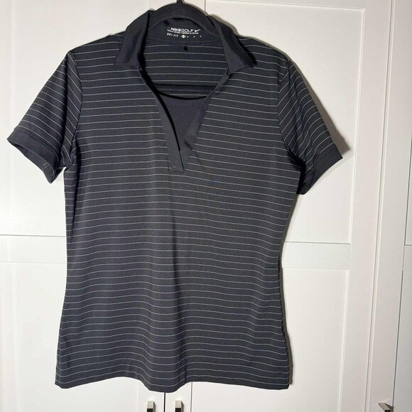 Nike Golf Women Polo Short sleeve Stripe Black Medium - Picture 1 of 7